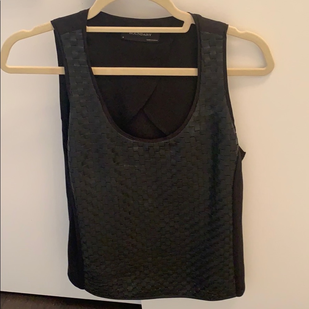 Black woven leather tank